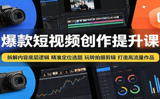 爆款短视频创作提升课：拆解内容底层逻辑，精准定位选题玩转拍摄剪辑打造高流量作品