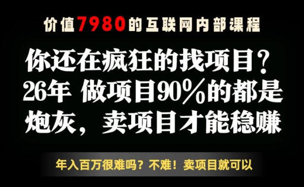 26年请不要疯狂的找项目了,卖项目远比你想象的暴利,你也可以月入10W+【揭秘】