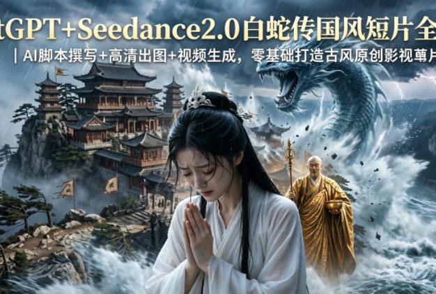 ChatGPT+Seedance2.0白蛇传国风短片全教程|AI脚本撰写+高清出图+视频生成,零基础打造古风原创影视短片