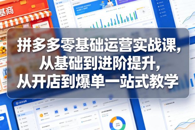 拼多多零基础运营实战课,从基础到进阶提升,从开店到爆单一站式教学