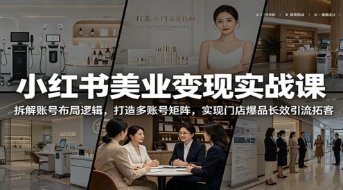 小红书美业变现实战课:拆解账号布局逻辑,打造多账号矩阵,实现门店爆品长效引流拓客