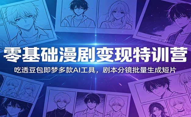 零基础漫剧变现特训营:玩转豆包即梦多款AI工具,剧本分镜批量生成短片