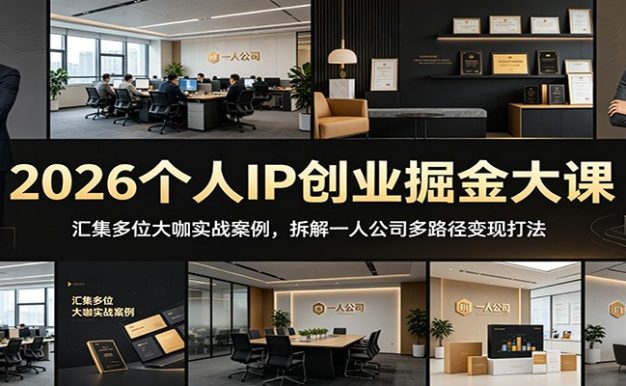 2026个人IP创业掘金大课:汇集多位大咖实战案例,拆解一人公司多路径变现打法