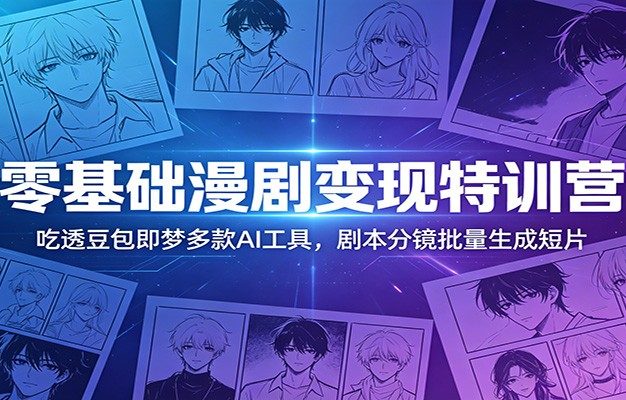 零基础漫剧变现特训营:玩转豆包即梦多款AI工具,剧本分镜批量生成短片
