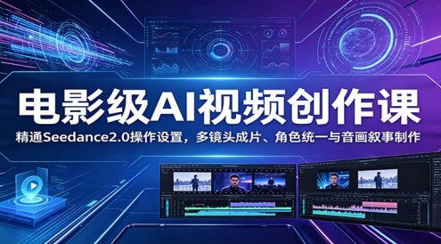 电影级AI视频创作课:精通Seedance2.0操作设置,多镜头成片、角色统一与音画叙事制作
