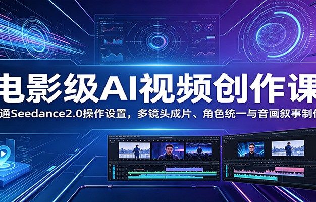 电影级AI视频创作课:精通Seedance2.0操作设置,多镜头成片、角色统一与音画叙事制作