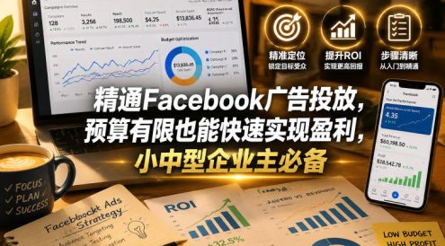 精通Facebook广告投放,预算有限也能快速实现盈利,小中型企业主必备【原创双语字幕】