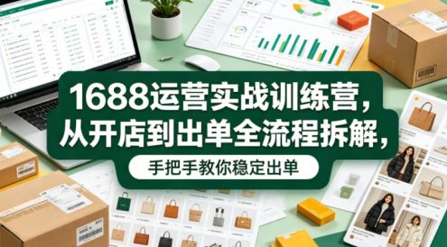 1688运营实战训练营，从开店到出单全流程拆解，手把手教你稳定出单