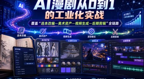 AI漫剧从0到1的工业化实战，覆盖“选本改编—美术资产—视频生成—后期剪辑”全链路(更新6月)