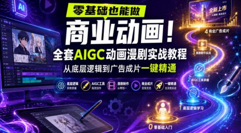 零基础也能做商业动画！全套AIGC动画漫剧实战教程，从底层逻辑到广告成片一键精通