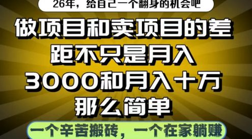做项目和卖项目不只是月入3K和10W那么简单，一个努力搬砖，一个在家躺賺【揭秘】