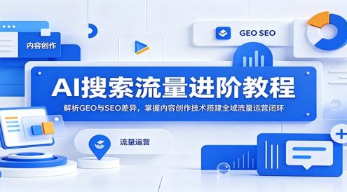 AI搜索流量进阶教程：解析GEO与SEO差异，掌握内容创作技术搭建全域流量运营闭环