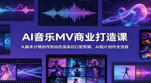 AI音乐MV商业打造课:从脚本分镜创作到动态渲染对口型剪辑,AI短片创作全流程