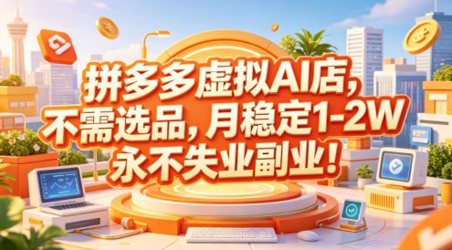 拼多多虚拟AI店,不需选品,月稳定1-2W,永不失业副业!【揭秘】