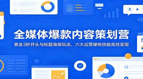 全媒体爆款内容策划营:黄金3秒开头与标题海报玩法,六大运营硬核技能高效变现