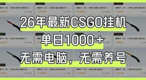 26年最新CSGO挂G系统，单日1000+，无需电脑，无需养号，0基础可上手【揭秘】