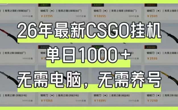 26年最新CSGO挂G系统,单日1000+,无需电脑,无需养号,0基础可上手【揭秘】