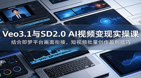 Veo3.1与SD2.0 AI视频变现实操课课:结合即梦平台画面衔接,短视频批量创作盈利技巧