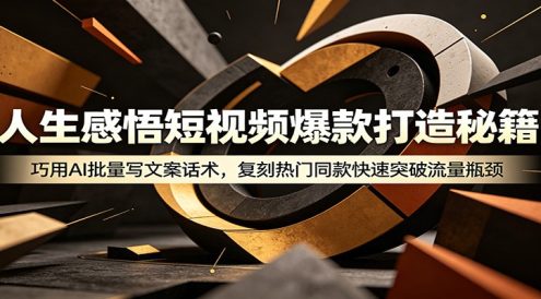 人生感悟短视频爆款打造秘籍:巧用A 批量写文案话术,复刻热门同款快速突破流量瓶颈