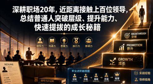 付费文章:深耕职场20年,近距离接触上百位领导,总结普通人突破层级、提升能力、快速提拔的成长秘籍(全网独家干货)