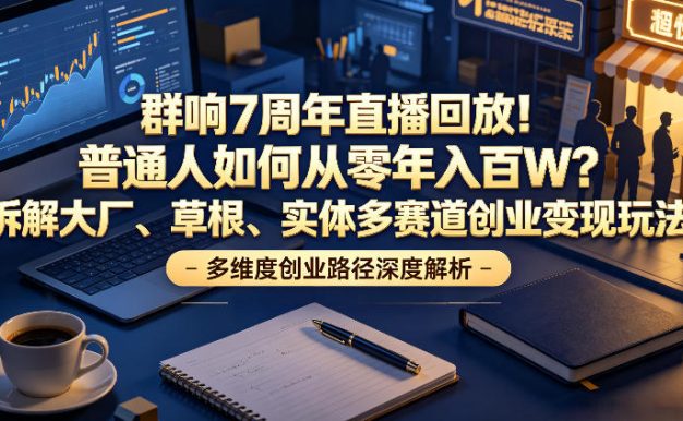 群响7周年直播回放!普通人如何从零年入百W?拆解大厂、草根、实体多赛道创业变现玩法