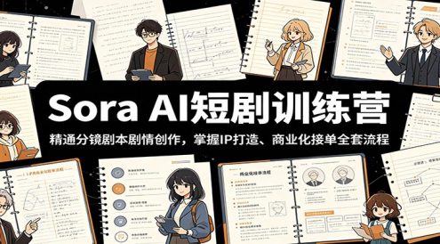 Sora AI短剧训练营:精通分镜剧本剧情创作,掌握IP打造、商业化接单全套流程