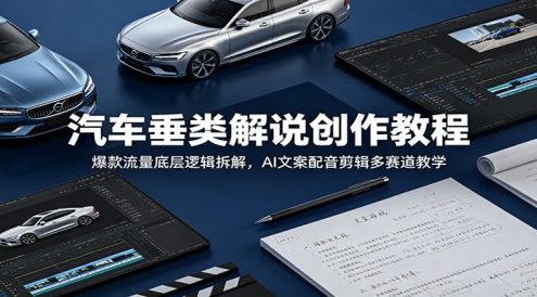 汽车垂类解说创作教程:爆款流量底层逻辑拆解,AI文案配音剪辑多赛道教学