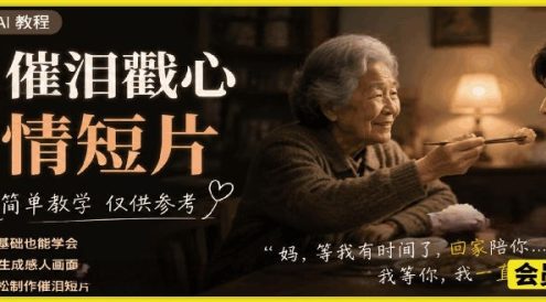 AI催泪戳心亲情短片,零基础AI教程,简单教学仅供参考