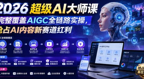 2026超级AI大师课,完整覆盖AIGC全链路实操,抢占AI内容新赛道红利