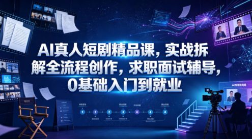 AI真人短剧精品课,实战拆解全流程创作,求职面试辅导,0基础入门到就业