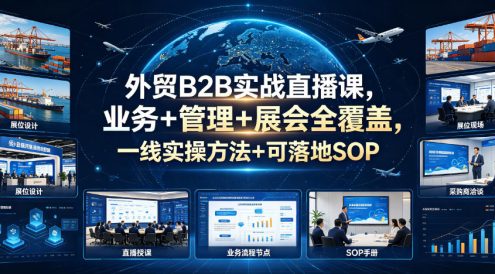 外贸B2B实战直播课,业务+管理+展会全覆盖,一线实操方法+可落地SOP