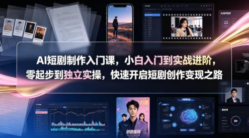 AI短剧制作入门课,小白入门到实战进阶,零起步到独立实操,快速开启短剧创作变现之路