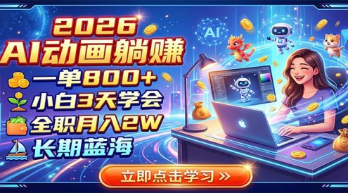 2026 AI动画躺赚:一单800+,小白3天学会,全职月入2W,长期蓝海