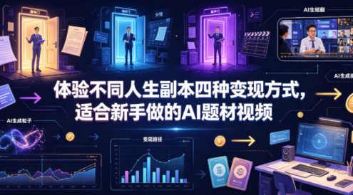 体验不同人生副本四种变现方式,适合新手做的AI题材视频