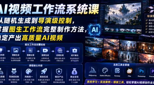 AI视频工作流系统课,从随机生成到导演级控制,掌握图生工作流完整制作方法,稳定产出高质量AI视频