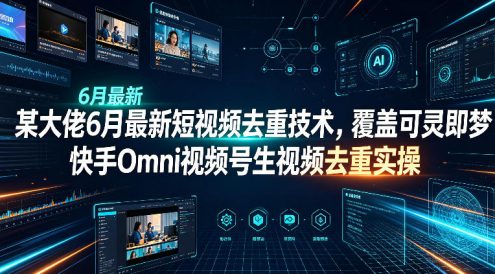 某大佬6月最新短视频去重技术，覆盖可灵即梦快手Omni视频号生视频去重实操