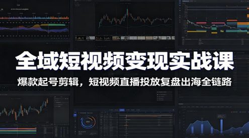 全域短视频变现实战课：爆款起号剪辑，短视频直播投放复盘出海全链路