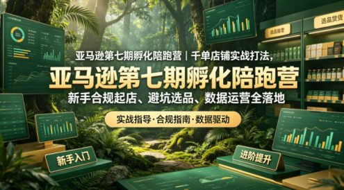 亚马逊第七期孵化陪跑营｜千单店铺实战打法，新手合规起店、避坑选品、数据运营全落地(更新0625)