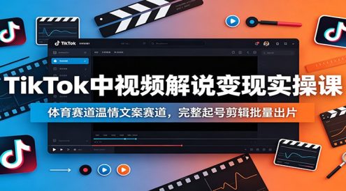 TikTok中视频解说变现实操课：体育赛道温情文案赛道，完整起号剪辑批量出片