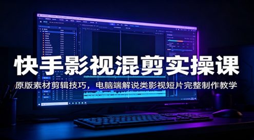 快手影视混剪实操课:原版素材剪辑技巧,电脑端解说类影视短片完整制作教学