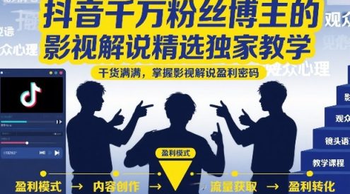 抖音千万粉丝博主的影视解说精选独家教学，干货满满，掌握影视解说盈利密码(更新)