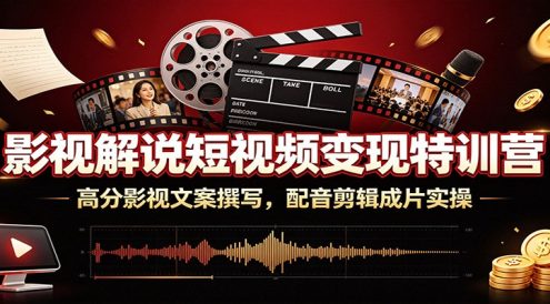 影视解说短视频变现特训营:高分影视文案撰写,配音剪辑成片实操