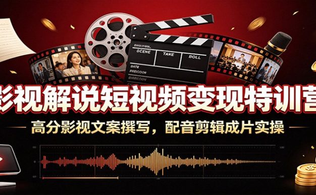 影视解说短视频变现特训营：高分影视文案撰写，配音剪辑成片实操