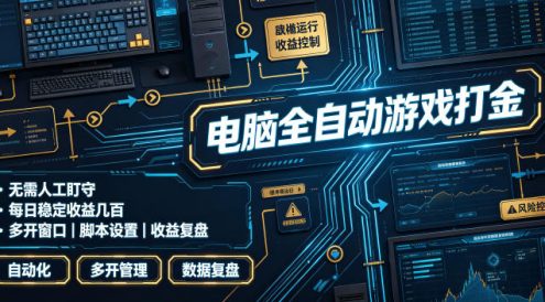 电脑全自动游戏打金,无需人工盯守,每日稳定收益几百!【揭秘】