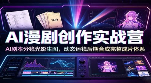 AI漫剧创作实战营:AI剧本分镜光影生图,动态运镜后期合成完整成片体系