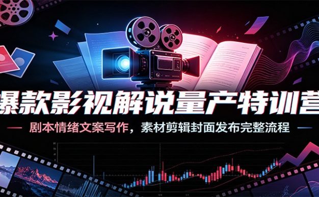 爆款影视解说量产特训营:剧本情绪文案写作,素材剪辑封面发布完整流程