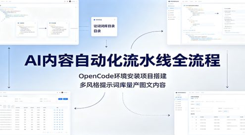 AI内容自动化流水线全流程:OpenCode环境安装项目搭建,多风格提示词库量产图文内容
