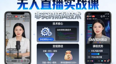 宝子哥无人直播实战课,非实时防风技术,聚焦抖音快手等平台直播带货,轻松开启直播变现之路(更新2026年07月11日)