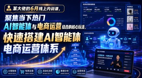 某大佬的6月线上内训课,聚焦当下热门AI智能体与电商运营结合的核心玩法,快速搭建AI智能体电商运营体系