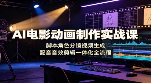 AI电影动画制作实战课:脚本角色分镜视频生成,配音音效剪辑一体化全流程
